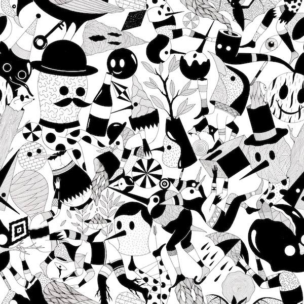 Black/White Limited Edition Hell'o monsters x Café Costume lining.