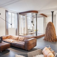 glass and walnut parisian loft by cut architectures, interior