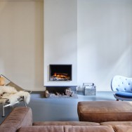 glass and walnut parisian loft by cut architectures, living room