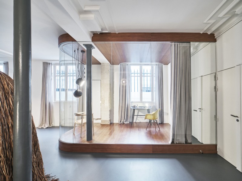 glass and walnut parisian loft by cut architectures, show your room