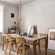 kitchen with artek chairs and table