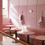 The designers from Child Studio worked with Formica factory to recreate the original ‘linen’ pattern design popular in the 1970s, opting for a suitably ‘Millennial pink’ shade.